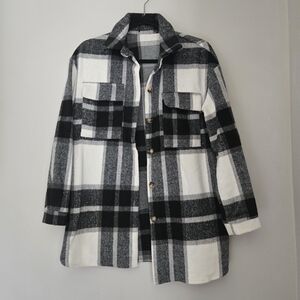 Cozy Thick Black and White Plaid Jacket